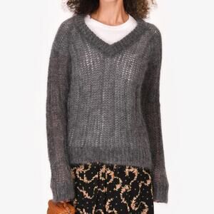 Prada mohair sweater v neck gray sz 38